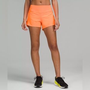 Lululemon Speed Up Midrise 4” tall Shorts Highlighter Orange neon